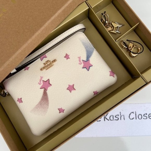 COACH Boxed Corner Zip Wristlet With Disco Star Print - Picture 3 of 7